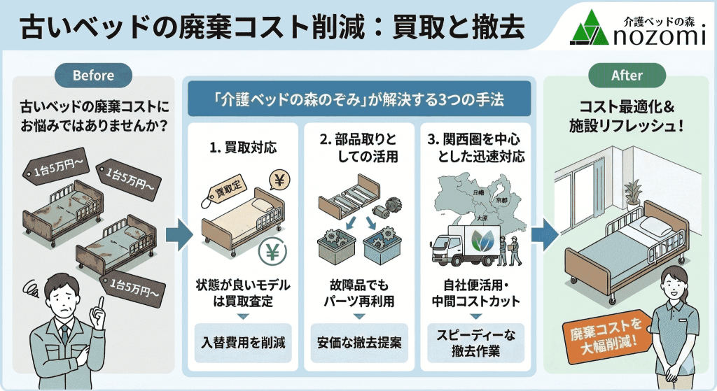 廃棄コスト削減の3つの手法解説図